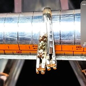 beautiful Sterling Silver & 12K Black Hills Gold Leaf 2 diamond doubleRing Size7